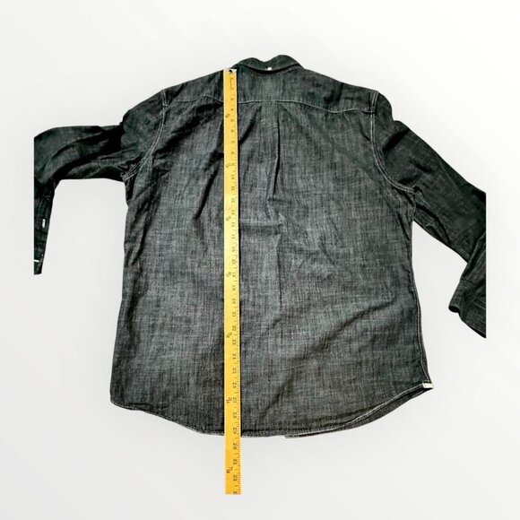 Levi’s Men’s Button Down Shirt XL Black Gray Chambray Long Sleeve Slim Fit Cotto - Picture 10 of 13